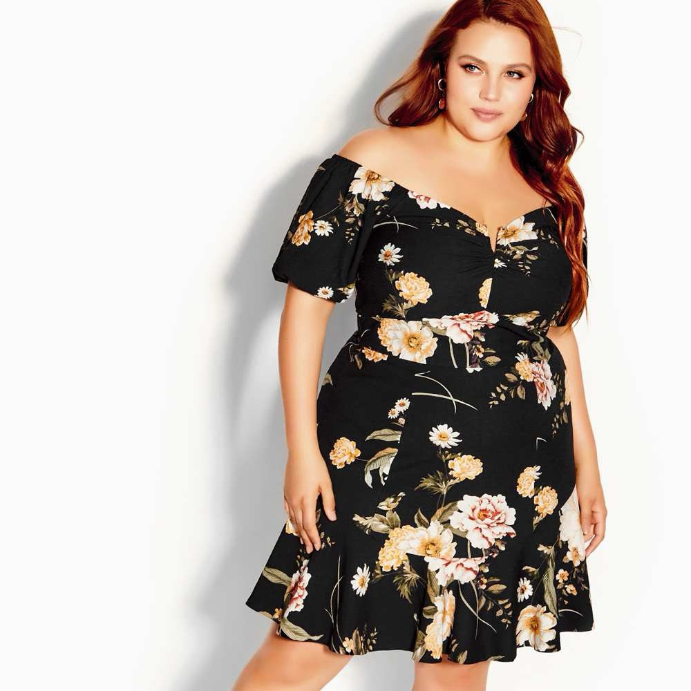 Nwt City Chic Black Finch Floral Mini Dress